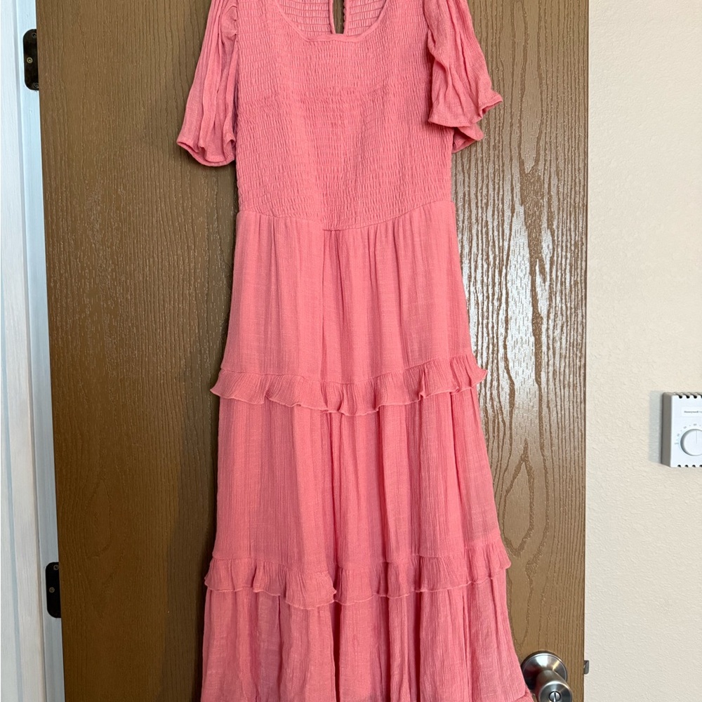 Elegant Pink Ruffle Midi/Maxi Dress